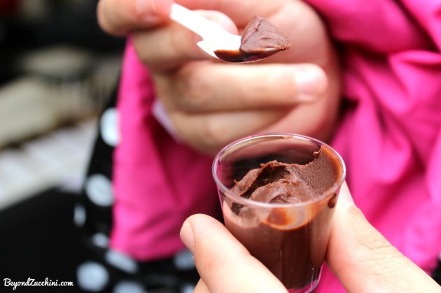A yummy vegan chocolate mousse pot from "The Chocolatier" at the London Real food Market